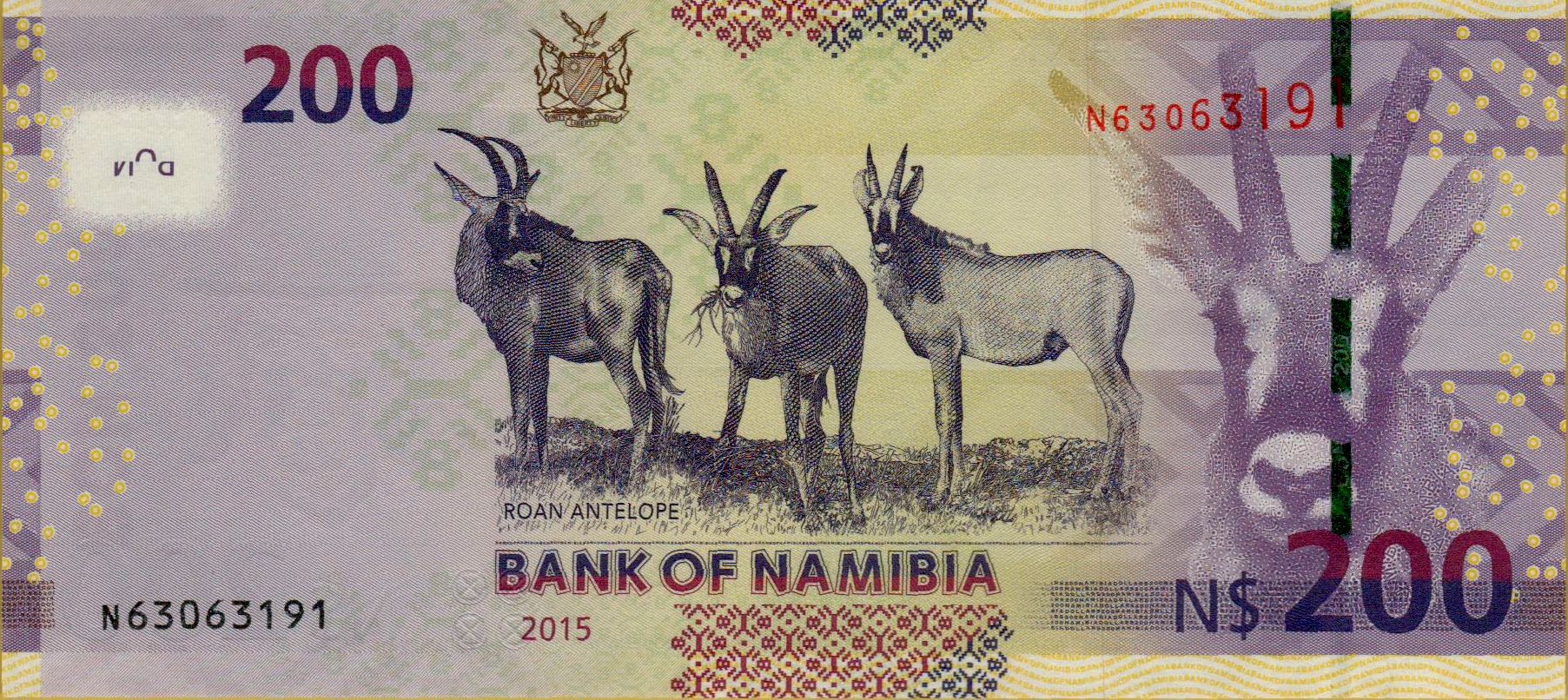 Namibia 200 2015 UNC P-15/b